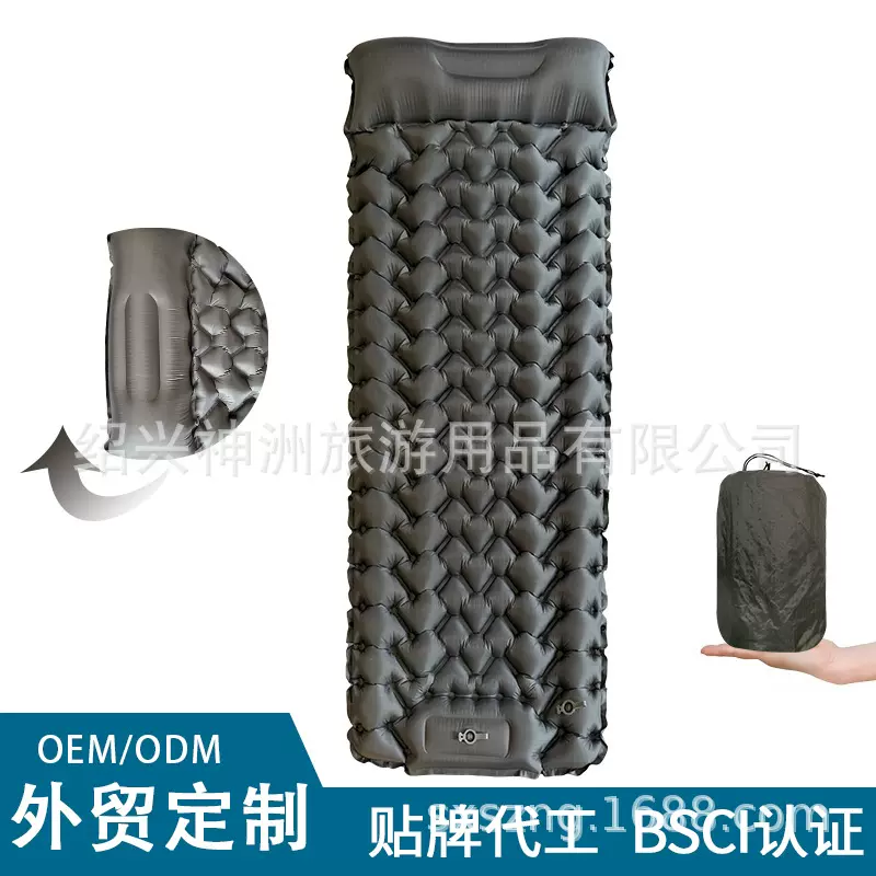 跨境定制户外TPU脚踩可拼接充气垫轻便携防潮垫旅行露营充气睡垫