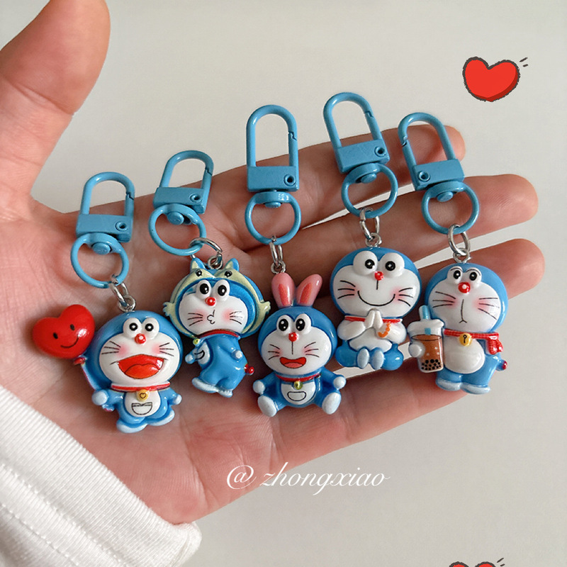 Cartoon Jingle Cat Keychain Student Schoolbag Cute Pendant Girl Bag Hanging Accessories Jewelry Girlfriend Gift