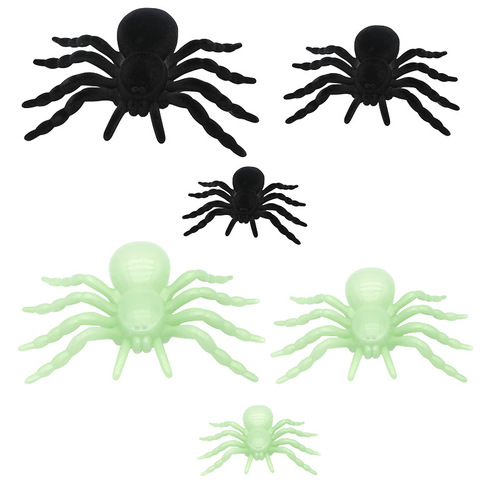 Cross-border wholesale Halloween flocked spider fluorescent spider black spider scene layout props haunted house trick gifts