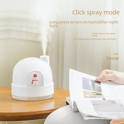 New Snow House Night Light Humidifier USB Silent Bedroom Cute Desktop Air Mini Moisturizing Home Humidifier