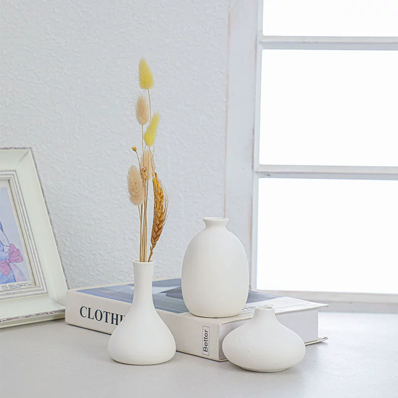 White plain-fired ceramic vase toddler diy parent-child painted graffiti small vase dried flower decorative ceramic crafts