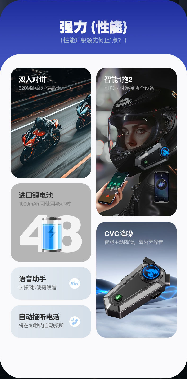 Private model new cross-border motorcycle electric car riding headset double 500 meters intercom helmet Bluetooth headset