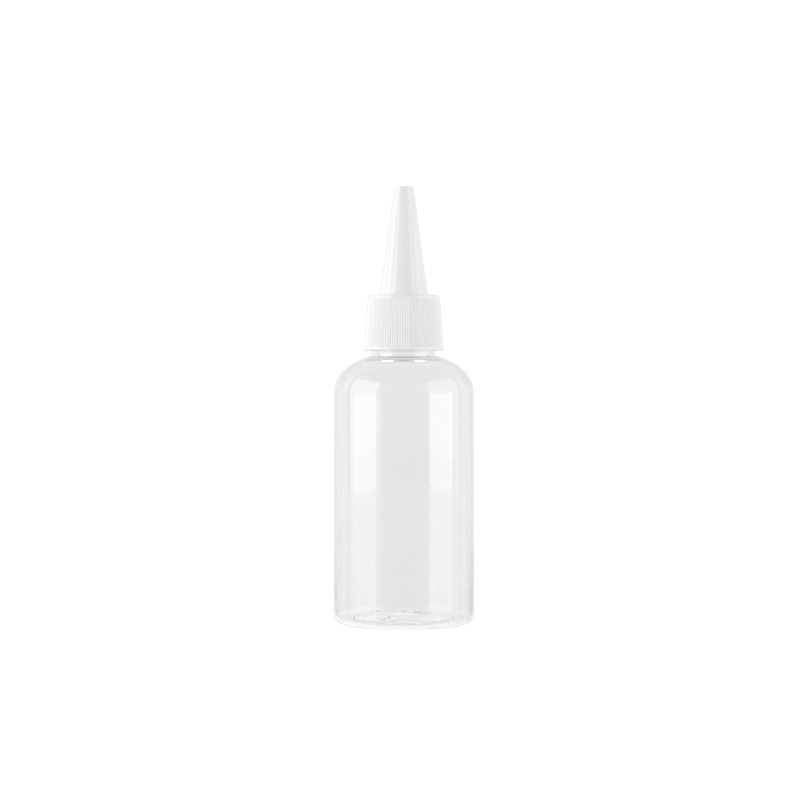 75ml hombro redondo corto PET plástico botella de boca puntiaguda loción sub-embalaje líquido medicina pura botella de rocío transparente botella de tapa de boca puntiaguda