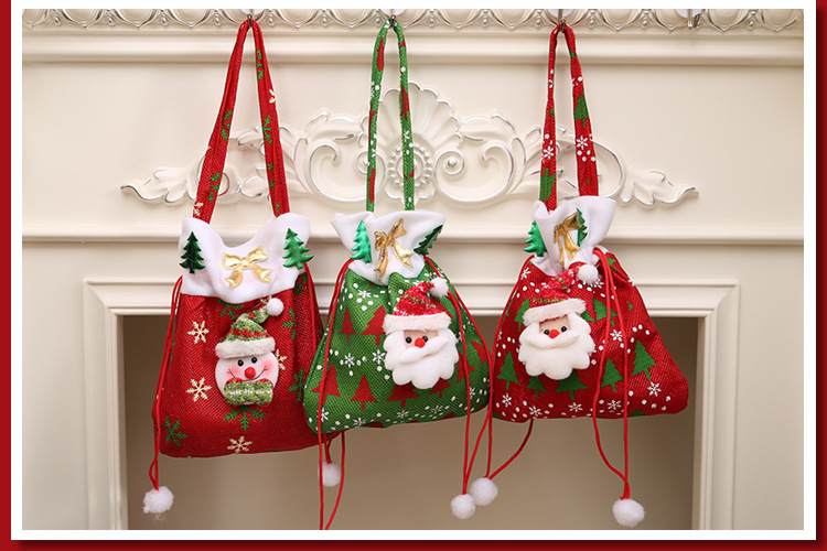 圣诞节装饰用品 新款圣诞老人礼物袋 圣诞糖果袋圣诞礼品袋苹果