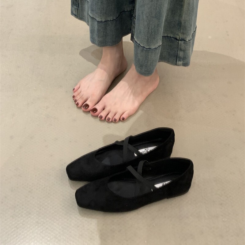 芭蕾风玛丽珍鞋女百搭平底配裙子浅口学院风单鞋一脚蹬奶奶鞋瓢鞋|undefined