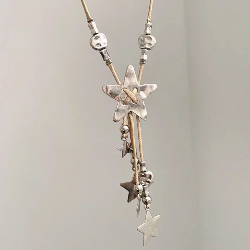 Industrial Style ~ Retro Old Braided Rope Star Tassel Necklace Pendant Sweater Chain Necklace Millennial Sexy Style Accessories