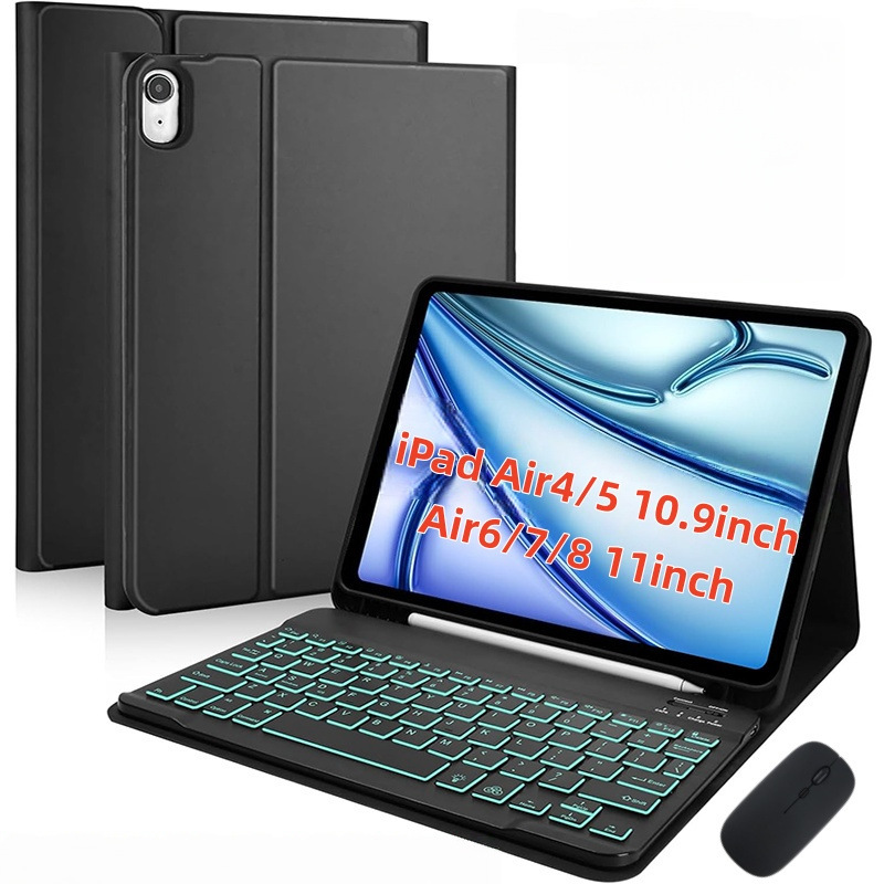 Suitable for iPad Air45 Tablet Computer Protective Case Air11 Magnetic Colorful Backlit Bluetooth Keyboard Leather Case Mouse