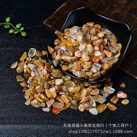 厂家供应天然黄兔毛水晶碎石小颗粒鱼缸铺垫花盆造景装饰石供佛用