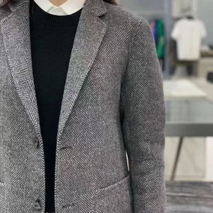 2024 Men's Autumn and Winter New Herringbone Two-Button Suit Jacket British Style Slim Fit Men's Suit
