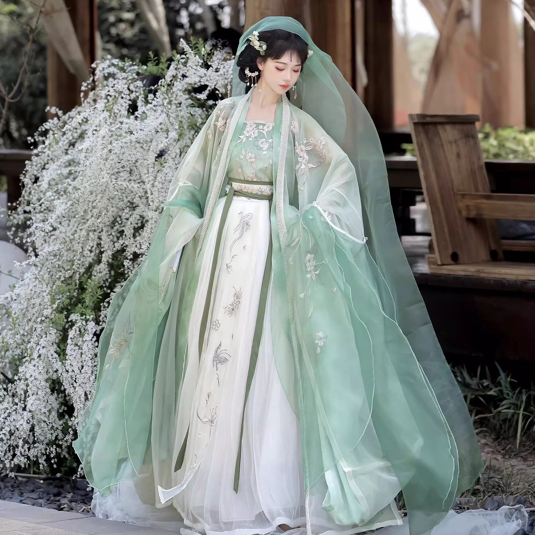 2026 Original Hanfu for Women [Qingdie] Song Dynasty Style Waist-Length Wide-Sleeved Top with Spaghetti Straps and Pleated Skirt - Super Fairy-like, Perfect for Spring and Summer