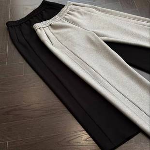 [high quality] Spring new fashion versatile trend simple light luxury ruffian handsome lovers straight solid color trousers