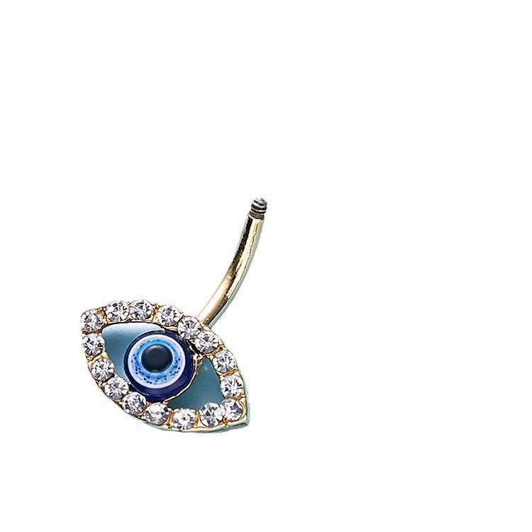 Devil's Eye Belly Button Ring With Full Diamonds Jewellery_voghion.com