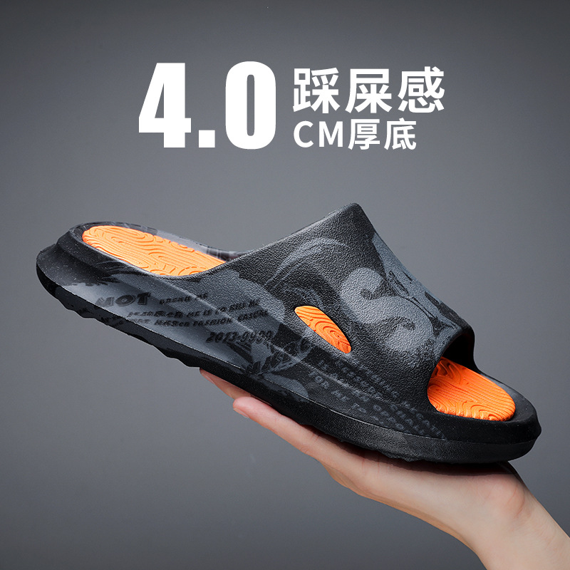 Zapatillas de verano de talla grande, sandalias de suela gruesa para hombre, sandalias de baño para el hogar, chanclas ligeras al aire libre, zapatos de playa