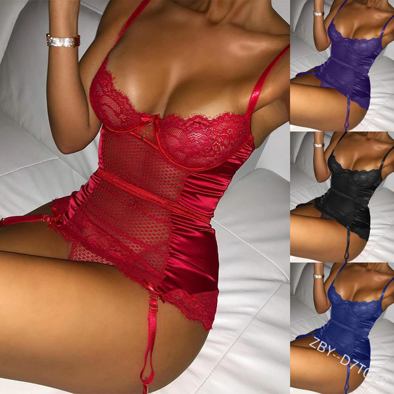 Mature Lace Embroidered Strap Sexy Short Dress Lingerie (Panties) Mature Lace Embroidered Strap Sexy Short Dress Lingerie (Panties)