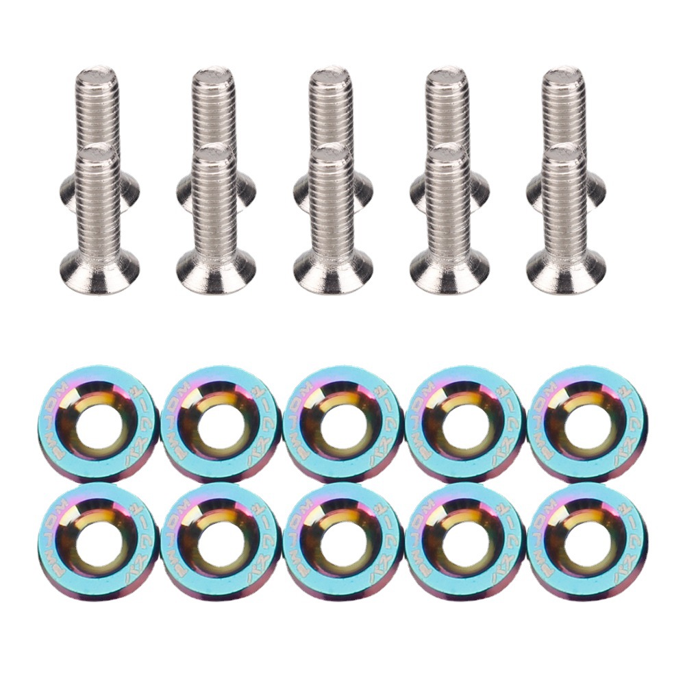 JdM suministros de modificación del coche M6 Junta tornillo de aleación de aluminio batería guardia arandela Fender placa marco tornillo