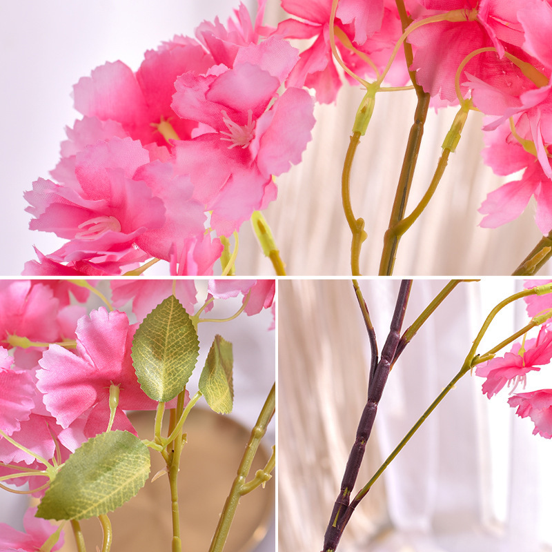 Simulación de flores de cerezo flor de plástico decoración flor falsa caña ingeniería paisajística al por mayor cifrado árbol de cerezo flores de seda de techo artificial