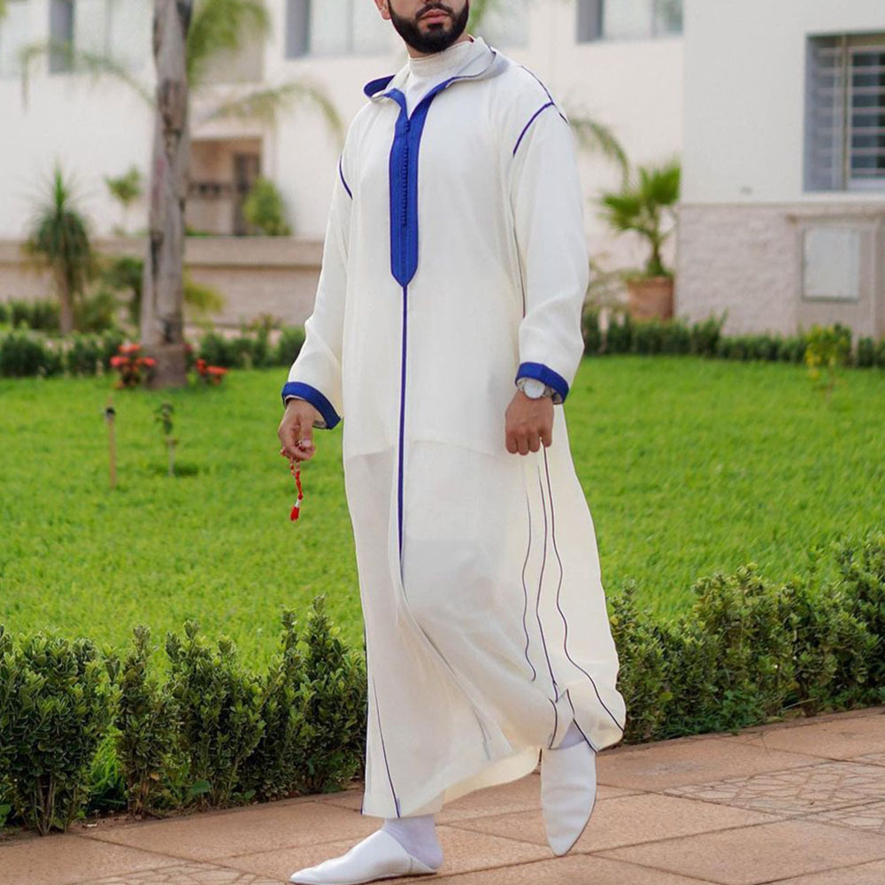 Cross-Border New Men's Robe, Long-Sleeved, Loose-Fitting, Hooded, Striped, Casual Men's Robe, Holiday Dress, Multi-Color in Stock