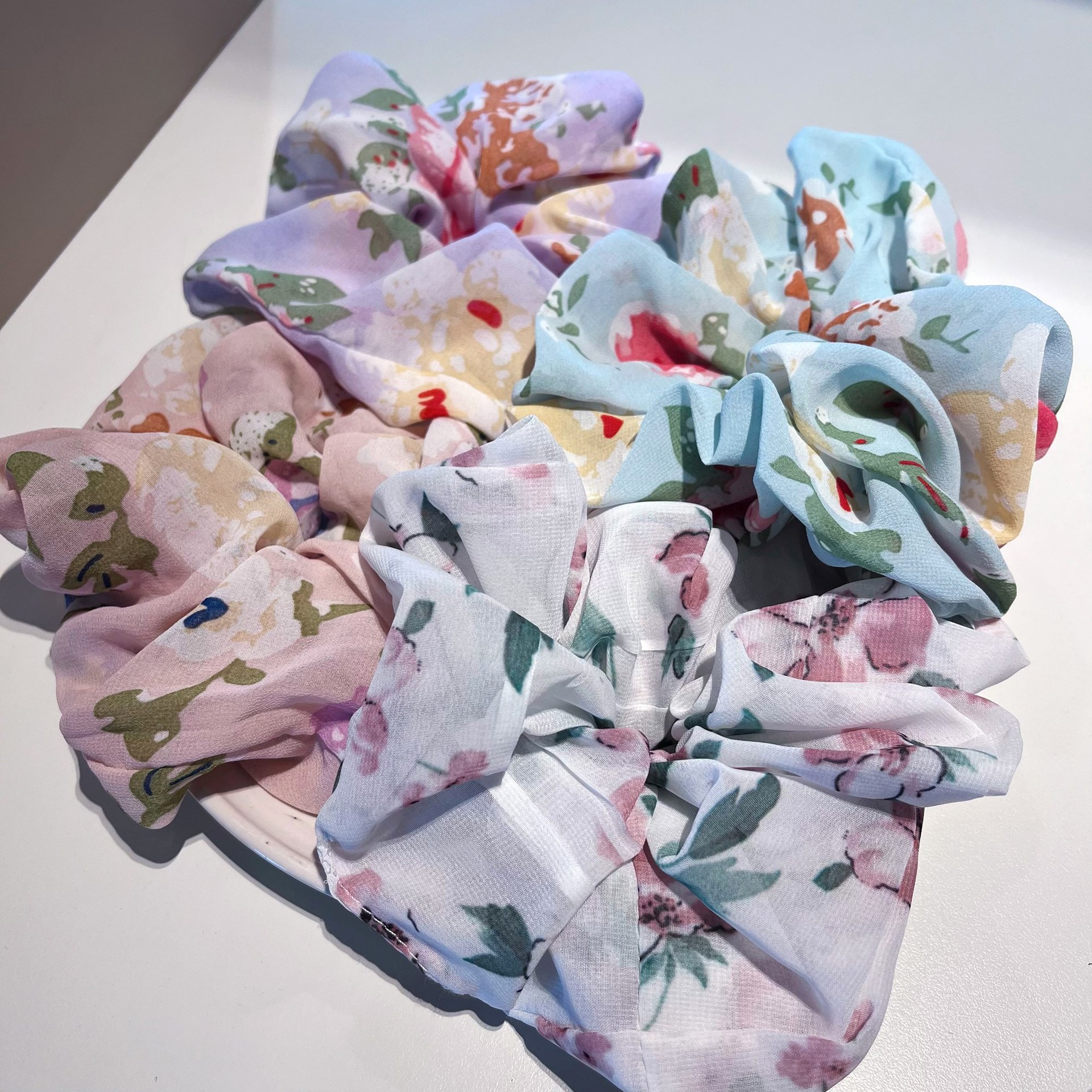 Mori tela vintage hilo salchicha anillo primavera y verano francés elegante 2023 nueva playa señora pintura al óleo estilo de impresión accesorios para el cabello