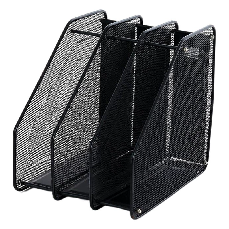 Металлическая железная сетка настольная стойка для хранения файлов простой черный стол Файловая рамка четыре файла отделочная стойка оптом