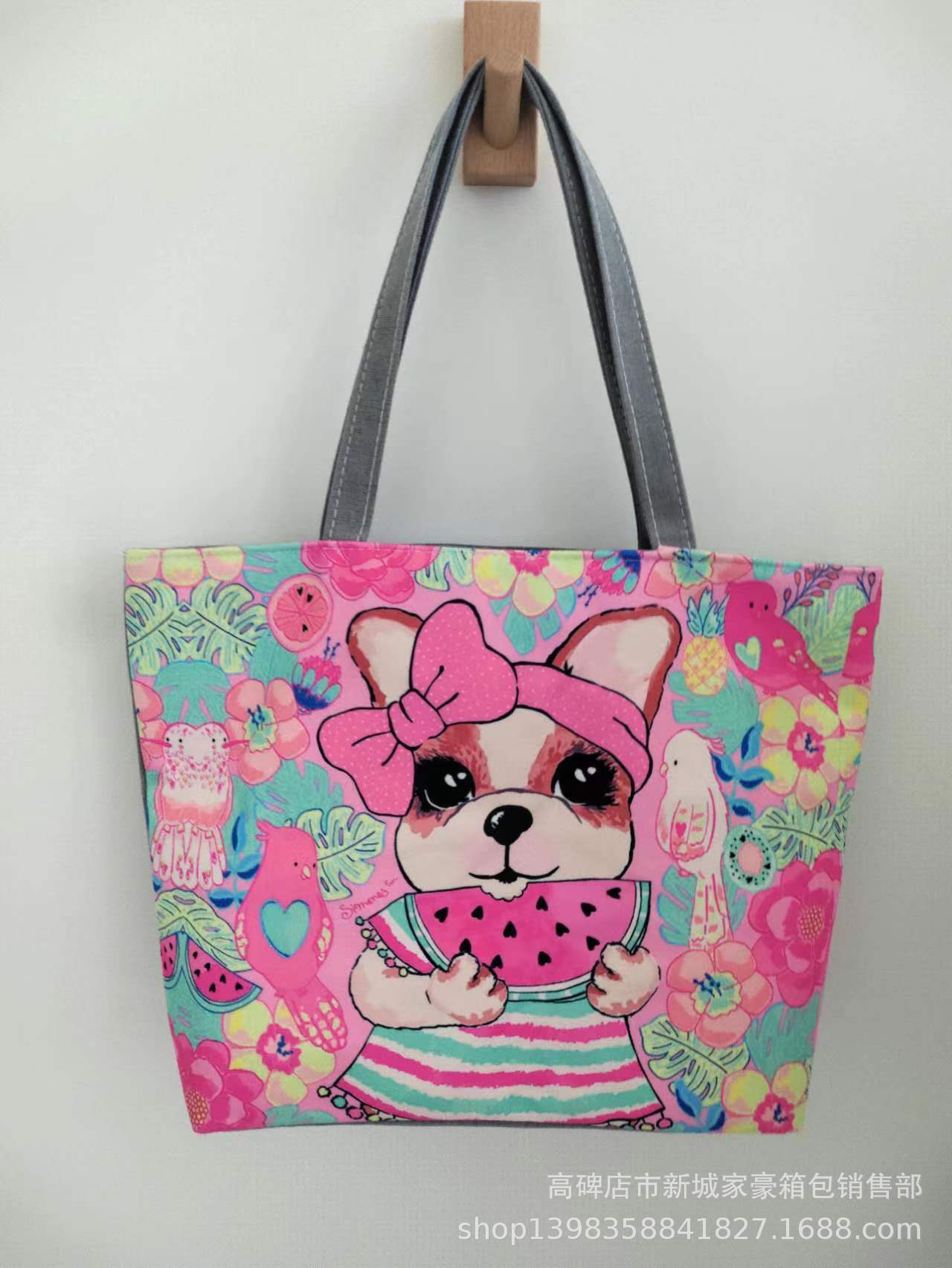 Bolsa de lona de gran capacidad para mujeres 2023 de alta temperatura de transferencia de calor bolsa de hombro de flores bolsa de lona bolsa de mujer bolsa de momia portátil