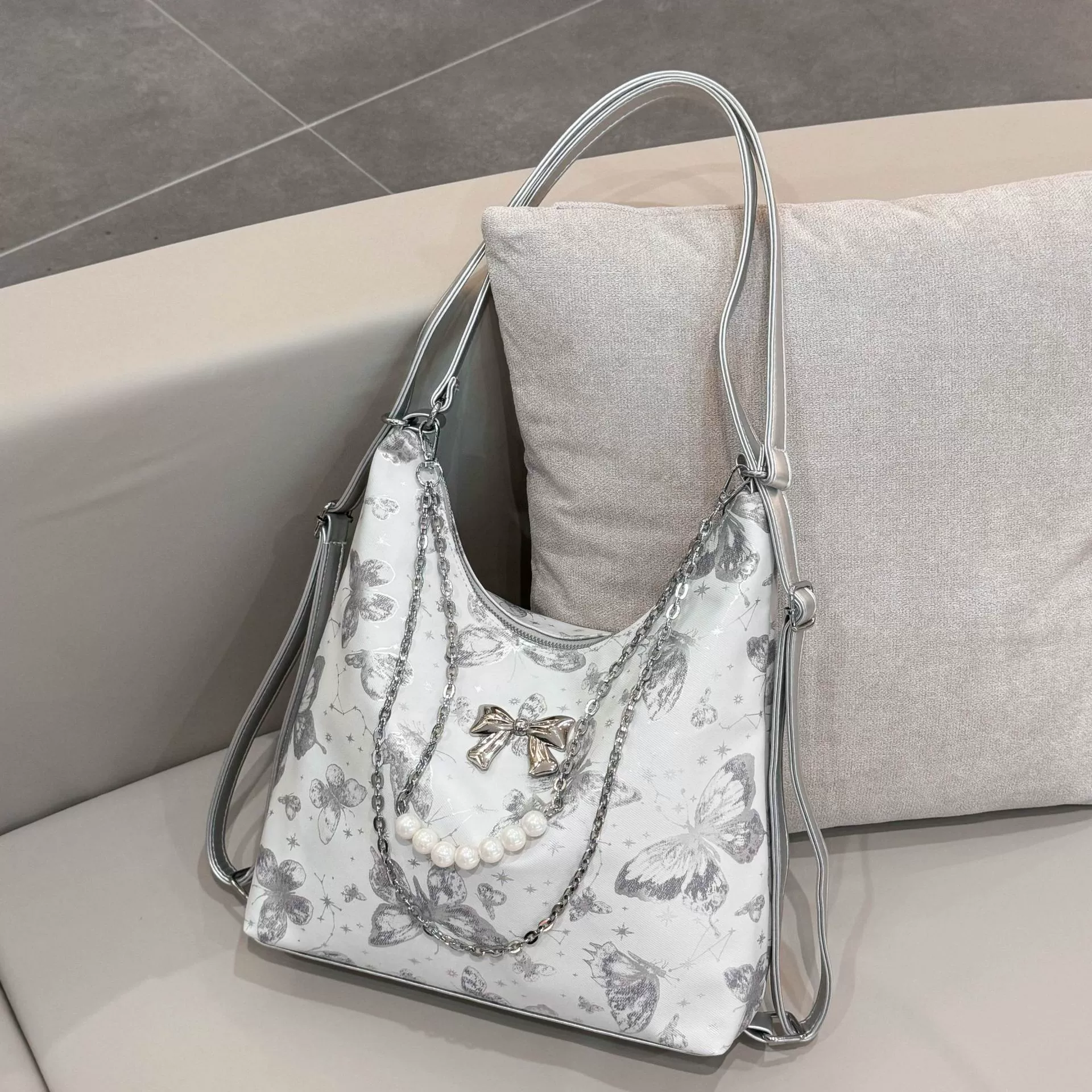 Capacious shoulder bag, universal backpack, high-end, for students
