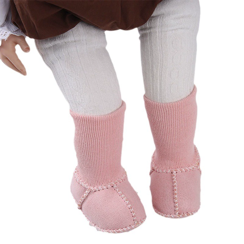 Новая детская обувь с защитой от меха овчины, детские носки с мягкой подошвой, утолщенная детская обувь для малышей на флисовой подкладке