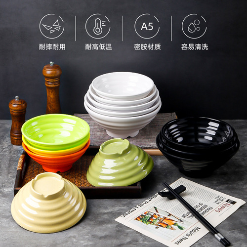 Melamine imitation porcelain noodle bowl ramen bowl wholesale noodle shop commercial plastic thickened large threaded spicy hot snail noodle bowl