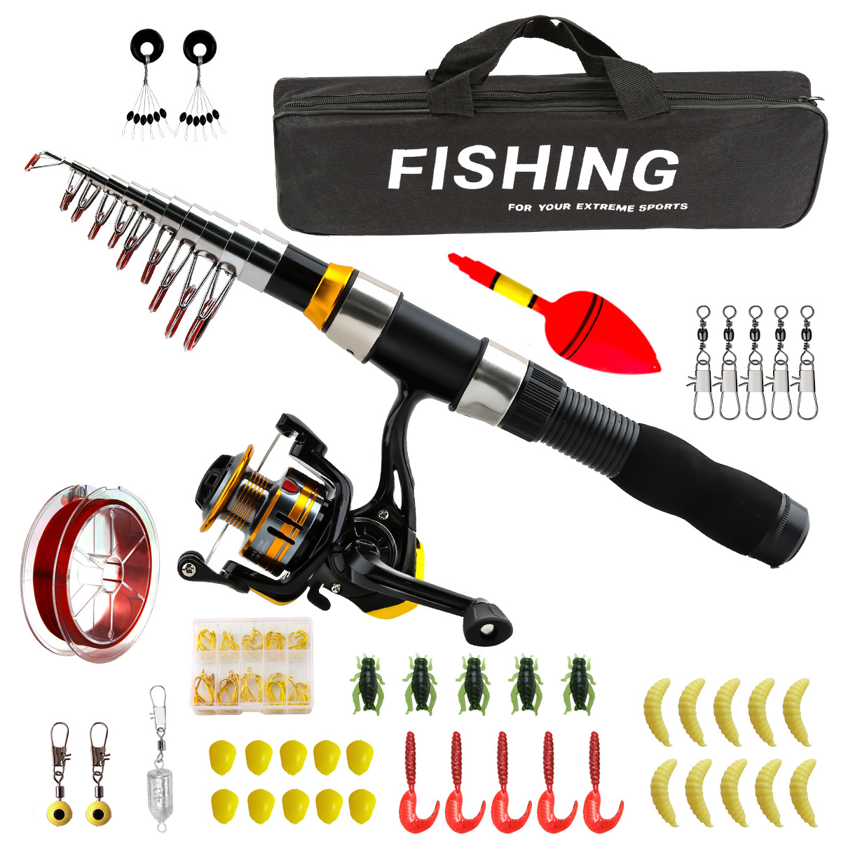 Ultra-Short Sea Rod Fishing Gear, Lure Rod and Reel Set, Cross-Border Portable Throwing Rod, Full Set of Fish Hooks, Fake Soft and Hard Bait, Wholesale Fishing Gear