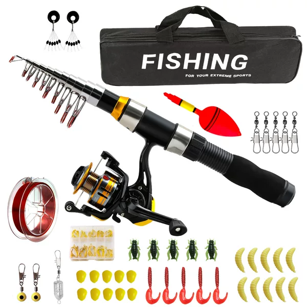 Ultra-Short Sea Rod Fishing Gear, Lure Rod and Reel Set, Cross-Border Portable Throwing Rod, Full Set of Fish Hooks, Fake Soft and Hard Bait, Wholesale Fishing Gear