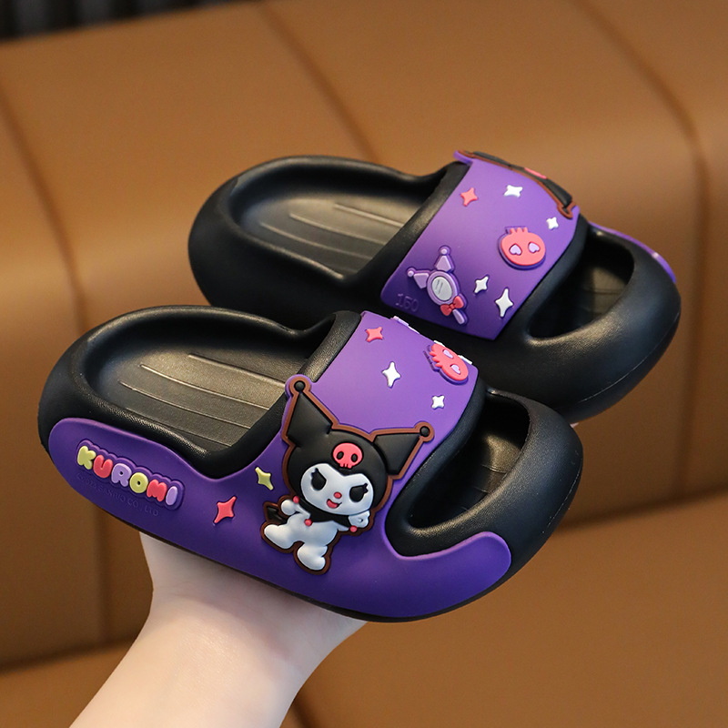 Zapatillas infantiles genuinas de Sanrio, sandalias de dibujos animados de verano para niñas, zapatos antideslizantes para el hogar, uso exterior, suaves