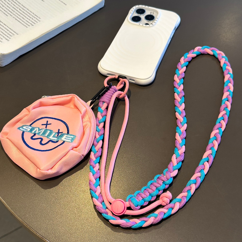 Crossbody Adjustable Coin Purse Long Mobile Phone Lanyard Color Matching Three-Strand Rope Outdoor Travel Anti-Lost Hand-Woven Rope Crossbody Adjustable Coin Purse Long Mobile Phone Lanyard Color Matching Three-Strand Rope Outdoor Travel Anti-Lost Hand-Woven Rope