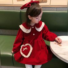 女童加绒连衣裙儿童2021新款洋气冬季公主裙子宝宝韩版红色礼服裙