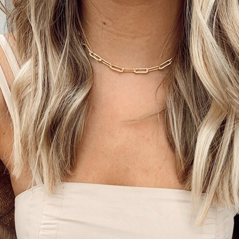 Collana con catenina a croce per uomo e donna in acciaio oro_voghion.com