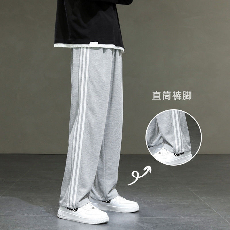Three Bar Striped Pants Men's Casual Pants Spring Trendy Ins Loose Student Sports Pants Trendy All-match Straight Pants