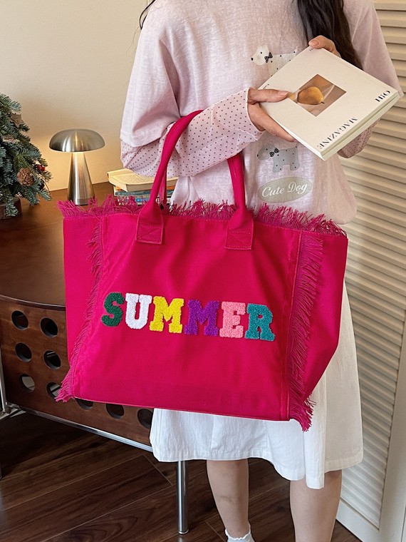 Nuevo estilo transfronterizo de moda con bordas bolsas de mano bolsas de lona ociosas simples bolsas de hombro de gran capacidad para estudiantes de viajes