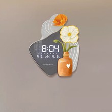 亚马逊跨境万年历智能挂钟创意时钟简约时尚家用钟表客厅装饰挂钟