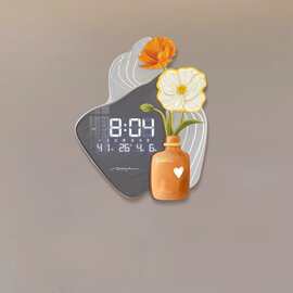 亚马逊跨境万年历智能挂钟创意时钟简约时尚家用钟表客厅装饰挂钟