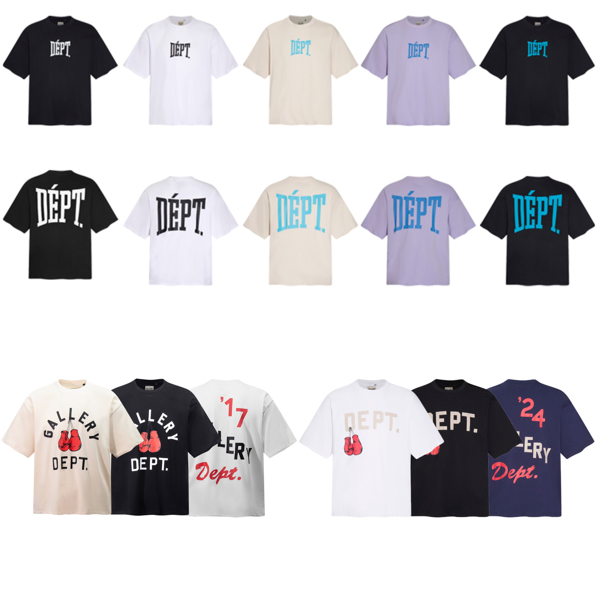 GALLERY DEPT TIDE潮牌经典字母标语LOGO渐变印花短袖T恤男女同款
