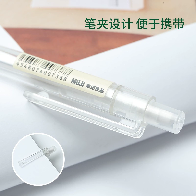 Механический карандаш Muji 0.5 мм, прозрачный корпус, клипса и мягкий хвостик
