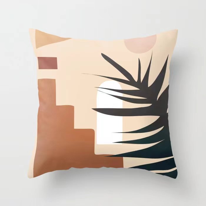 Funda De Almohada abstracta simple moderna funda de almohada de piel de melocotón geométrica simple funda de almohada de mediados de siglo