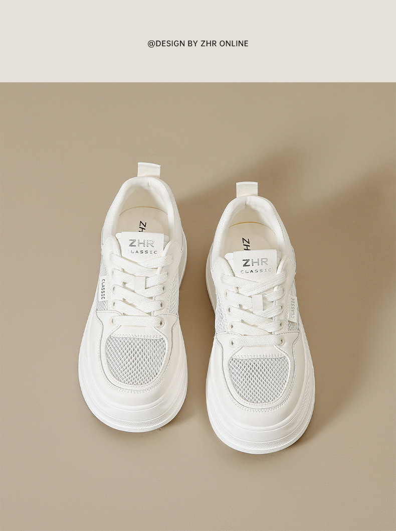 Giày sneaker nữ chunky đế dày tăng chiều cao 4cm, lưới thoáng khí siêu nhẹ — AL35E mét màu bạc chi tiết 17