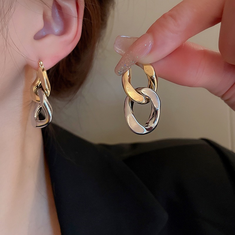 1g Weight Gold Plated Plating Material Drop Earrings Classification 1 Pair Ig Style Simple Style Chain Plating Titanium Steel Gold Plated Drop Earrings