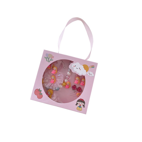 Children's jewelry gift box set little girl hair accessories jewelry birthday gift princess necklace earrings suitcase wholesale