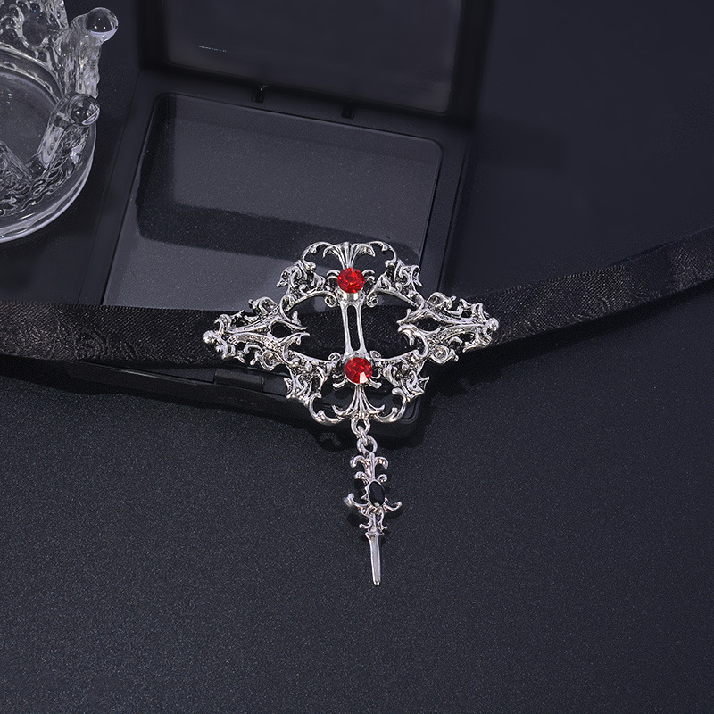 Gothic Spitzen Samt Choker Halskette Für Damen Vampir Accessoire_voghion.com