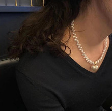 ins博主同款锁骨链韩国小众设计巴洛克珍珠项链爱心吊坠毛衣衣链