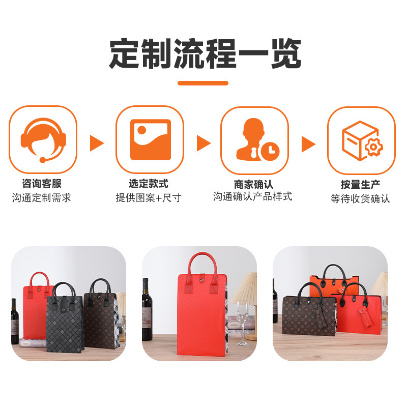 高級ワイン用ギフトバッグ、クリエイティブなハンドバッグ型ワインギフトバッグ、2本入り高級ワインギフトボックス|undefined