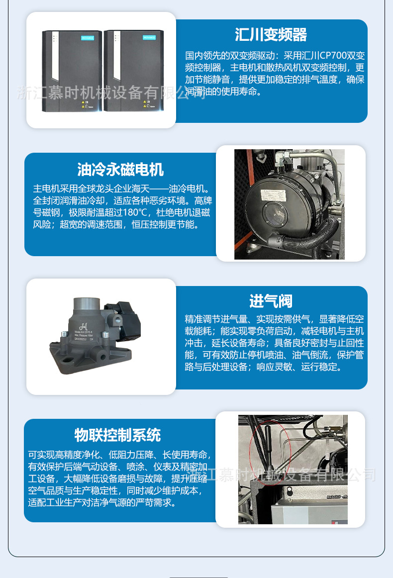 Industrial Screw-Type Air Compressor 132Kw Large Energy-Saving Air Compressor Permanent Magnet Variable Frequency Screw Air Compressor