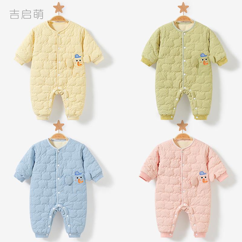 Bebé mono Otoño e Invierno hombres y mujeres cálido fleece-forrado recién nacido Ropa engrosada mameluco traje bebé ropa de invierno
