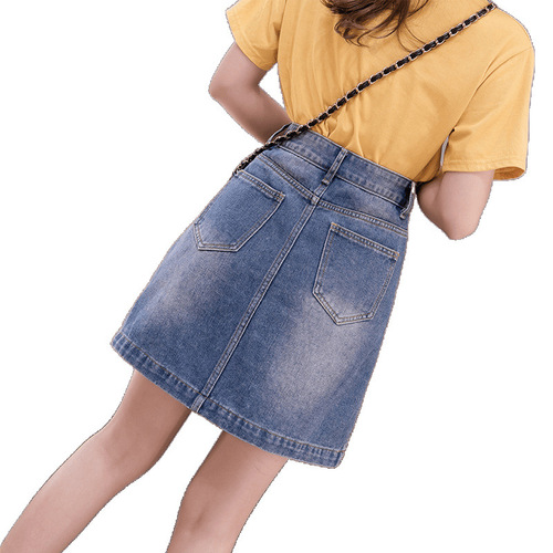 Jeans short skirt A-line mid-rise slimming female student Korean style casual new summer thin model