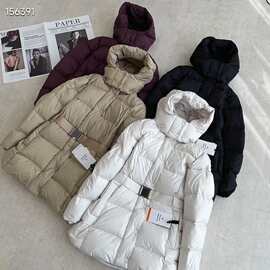 25冬季露露lulu女式腰带中长款连帽羽绒服收腰显瘦美腿连帽外套潮